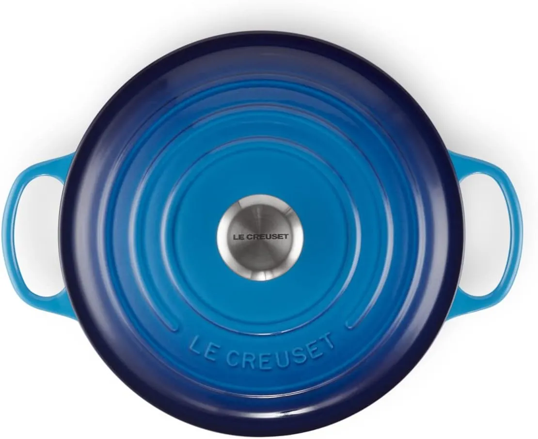 Le Creuset Signature Enamelled Cast Iron Round Casserole Dish With Lid, 26 cm, 5.3 Litre, Azure, 21177182202430