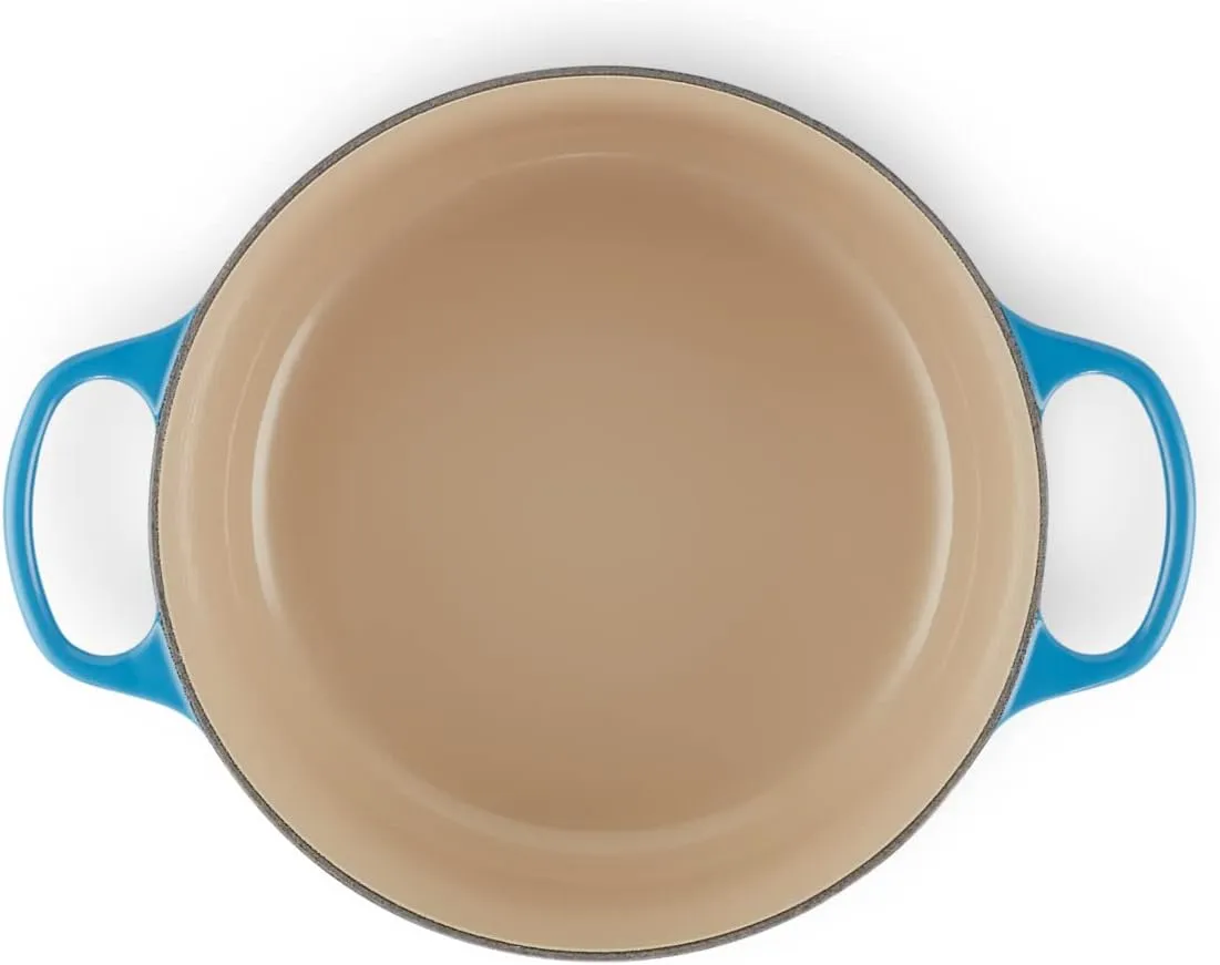 Le Creuset Signature Enamelled Cast Iron Round Casserole Dish With Lid, 26 cm, 5.3 Litre, Azure, 21177182202430