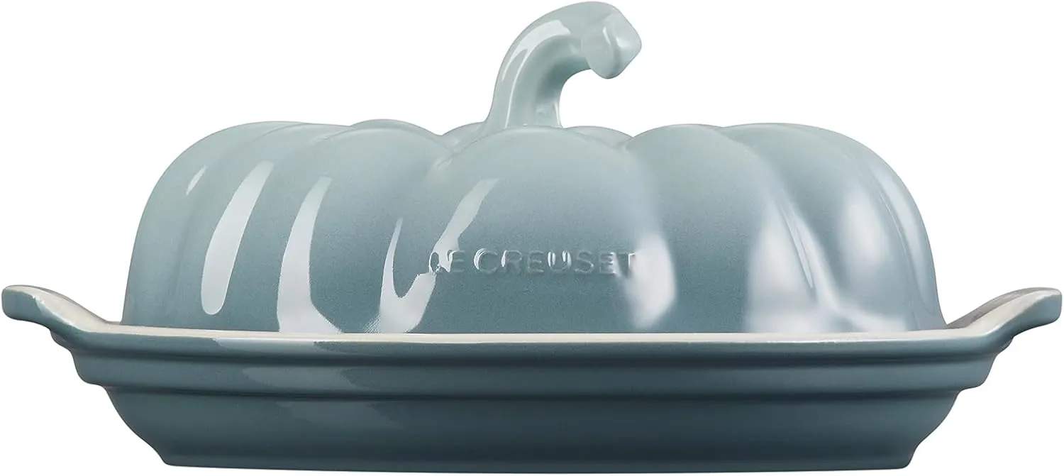 Le Creuset Stoneware Pumpkin Butter Dish, Sea Salt