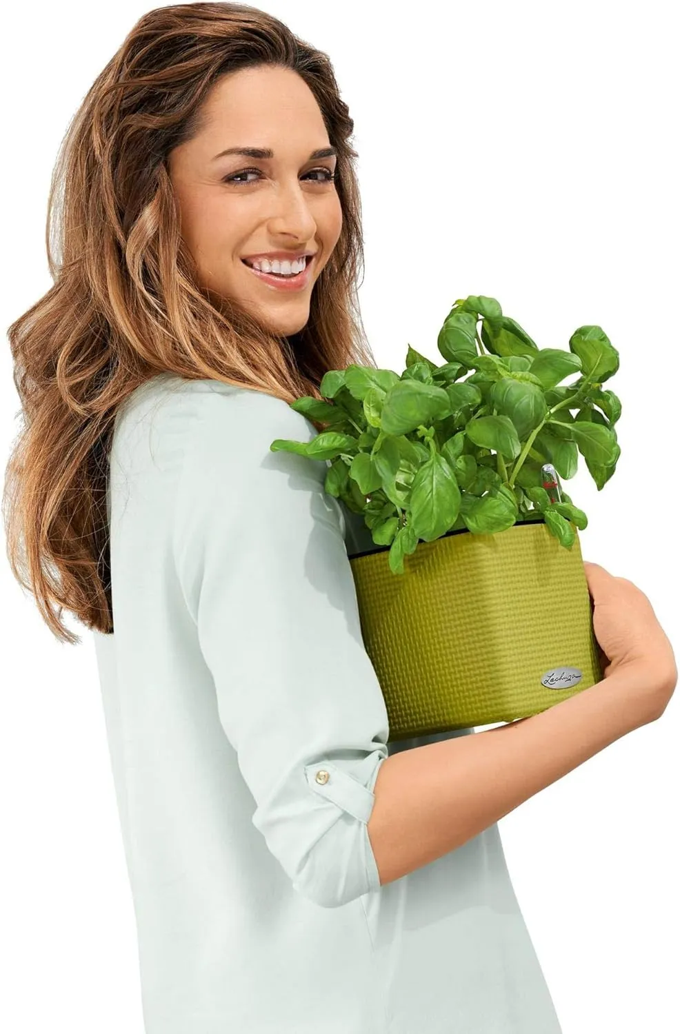 Lechuza 13380 Mini Cube Self-Watering Planter for Indoor and Outdoor Use, 5.25" x 5.25" x 5.25", White