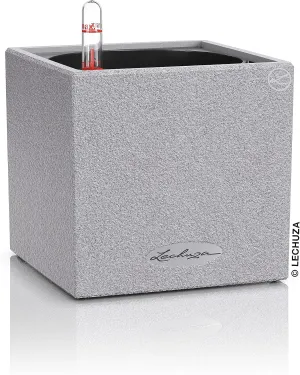 Lechuza 13470 Canto 14 Cube Self-Watering Planter for Indoor and Outdoor Use, 5.5" x 5.5" x 5.25", Grey