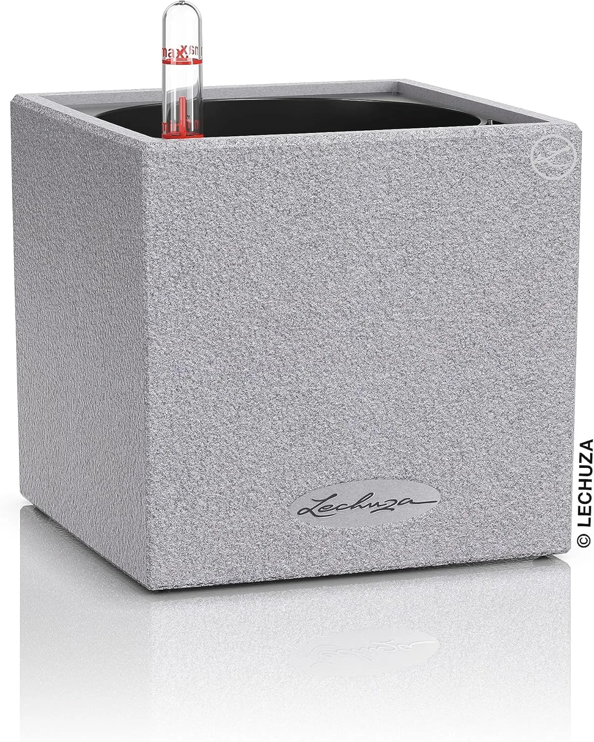 Lechuza 13470 Canto 14 Cube Self-Watering Planter for Indoor and Outdoor Use, 5.5" x 5.5" x 5.25", Grey