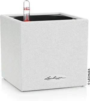 Lechuza 13477 Canto Stone 14 Self-Watering Planter for Indoor and Outdoor Use, 5.5" x 5.5" x 5.25", White