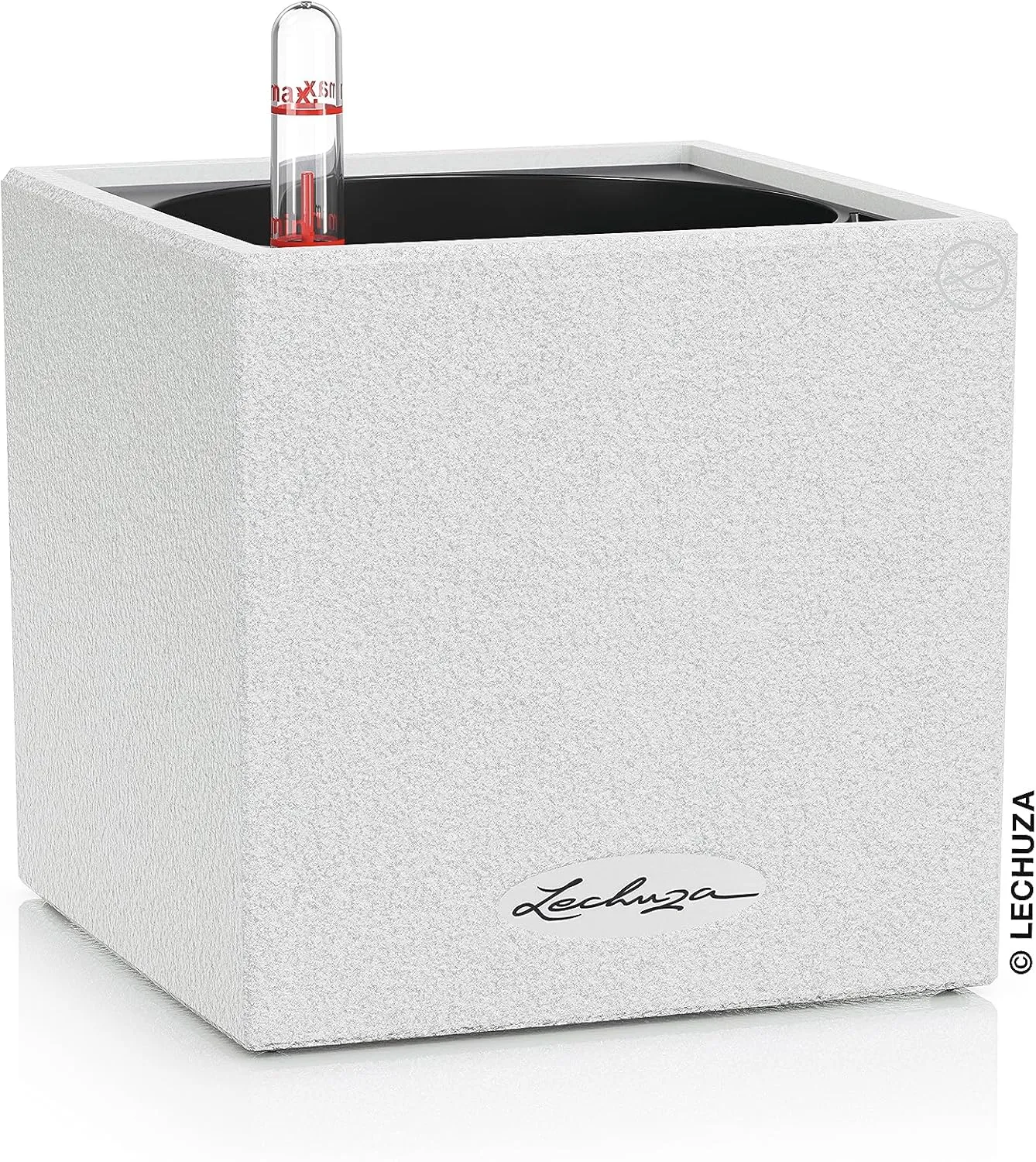 Lechuza 13477 Canto Stone 14 Self-Watering Planter for Indoor and Outdoor Use, 5.5" x 5.5" x 5.25", White