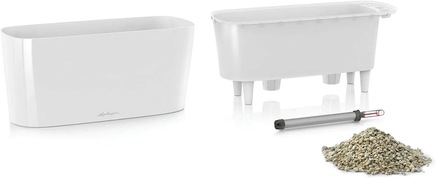 Lechuza 15466 Delta 10 Self-Watering Garden Planter, Taupe High Gloss