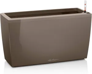 Lechuza CARARO 75 Self Watering Planter Large Garden Flower Plant Pot Indoor/Outdoor Floor Planter with Drainage Hole and Plant Substrate Poly Resin H43 L75 W30 cm Shiny Taupe