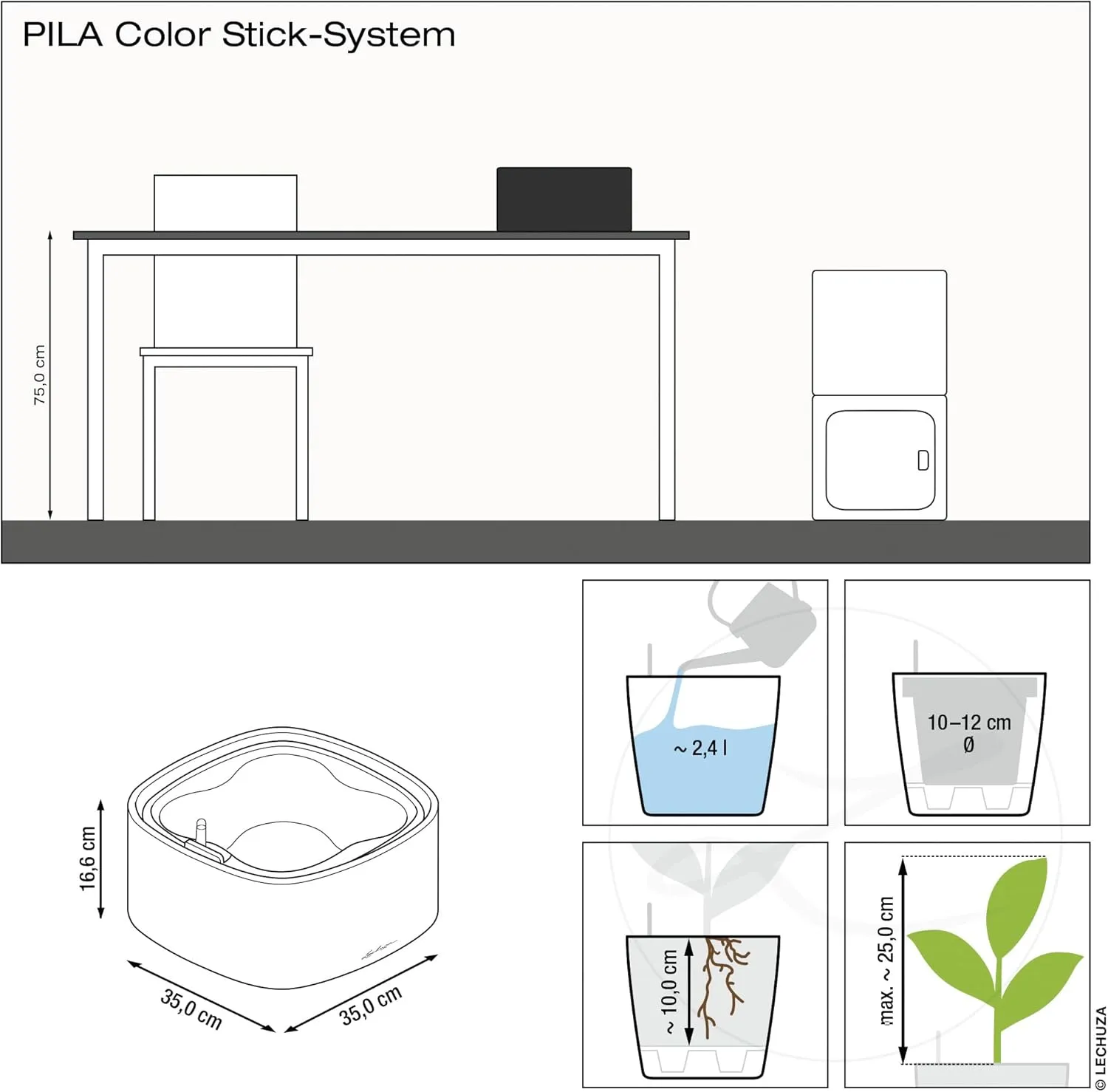 LECHUZA PILA Color Stick System Sandy Brown 15947