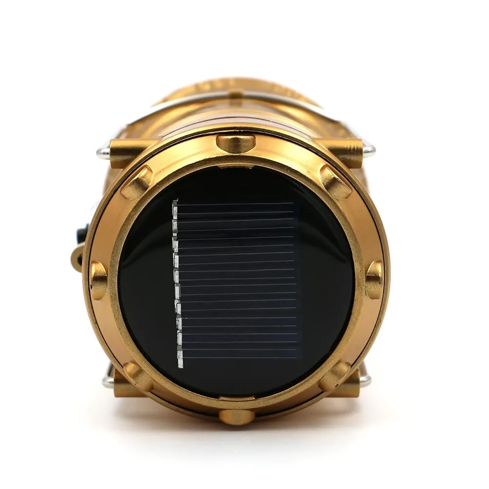 LED Solar Powered Collapsible Flashlights Portable Lamp Rechargeable Hand Lamp Hiking Camping Lantern Light Outdoor Lighting