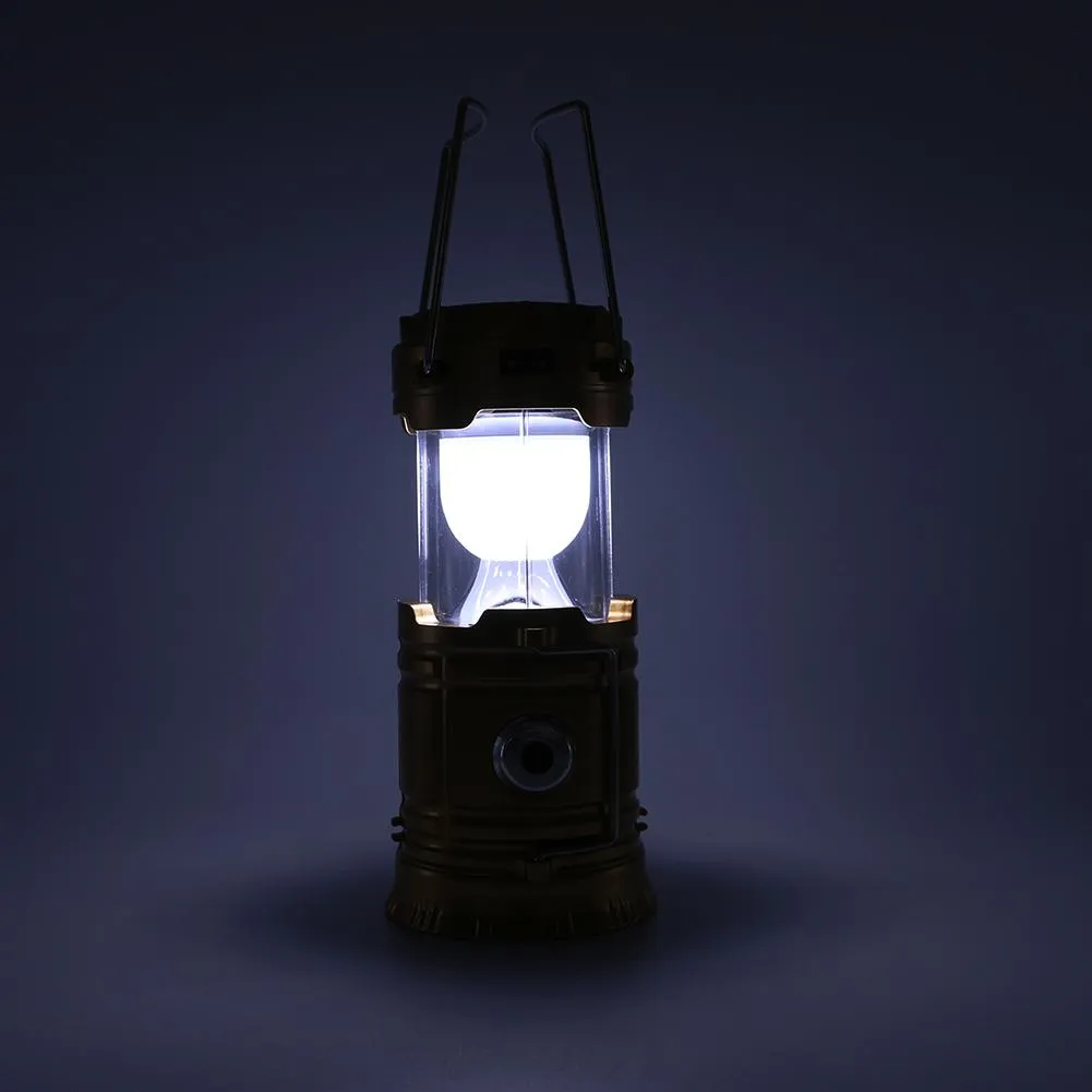 LED Solar Powered Collapsible Flashlights Portable Lamp Rechargeable Hand Lamp Hiking Camping Lantern Light Outdoor Lighting
