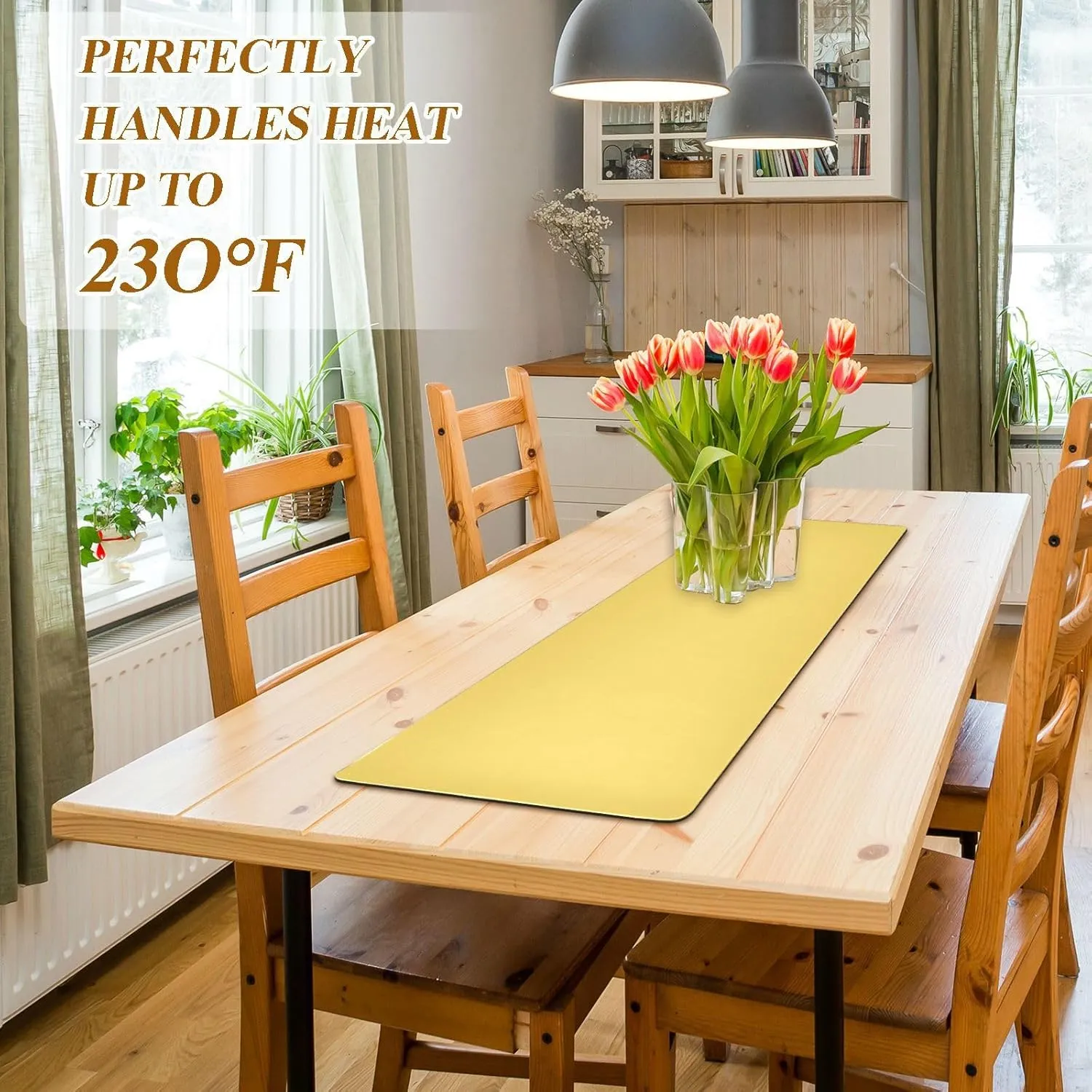 Lemon Yellow Trivet Table Runner for Kitchen Countertops Hot Pots Pans Heat Resistance Pot Holders Anti-Slip Hot Pad Mats 11.8 * 39.4 Inches