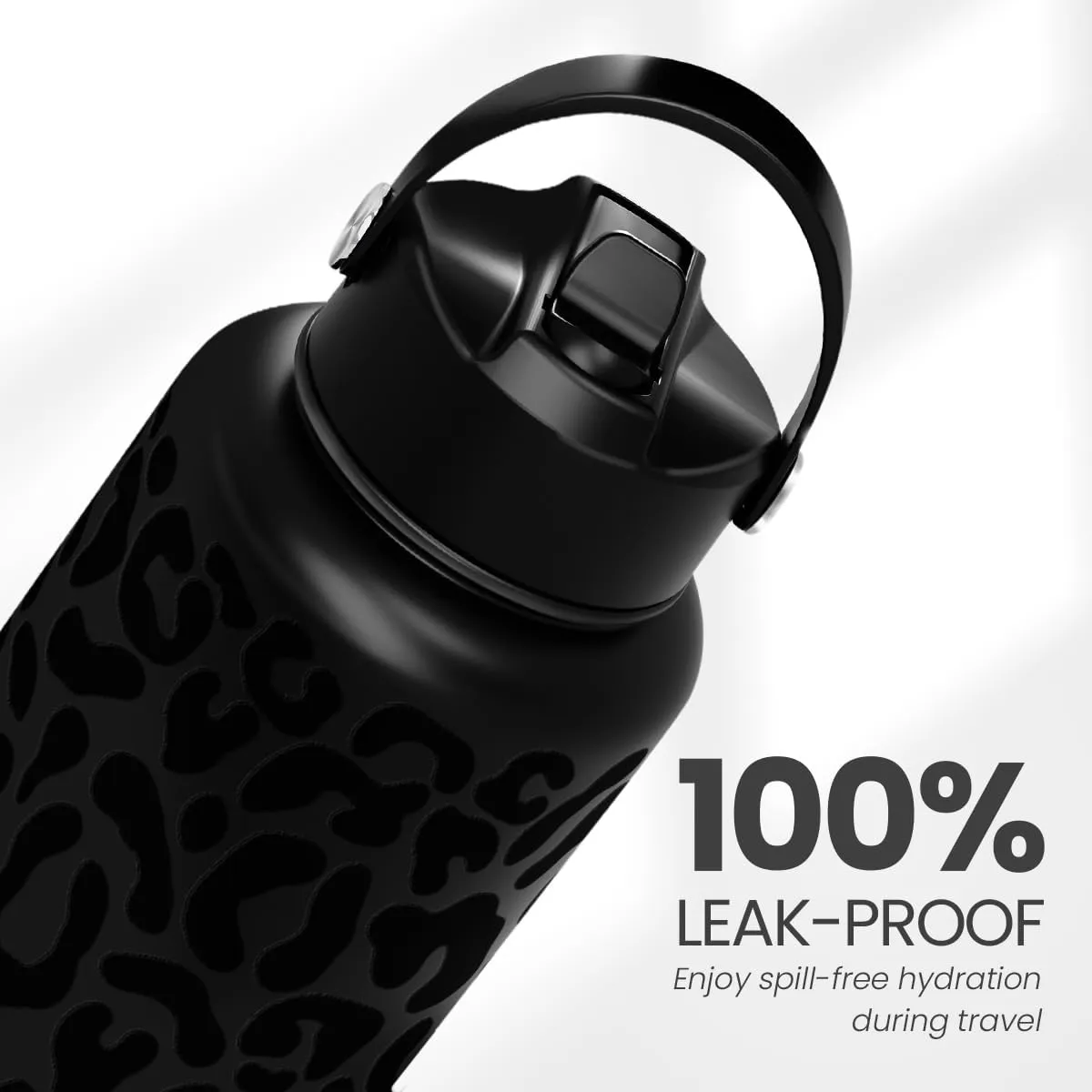 Leopard Water Bottle 32oz Stainless Steel Double Wall Vacuum Insulated with Lid, Leopard Print Water Bottles for Gym Sports Travel Outdoor, Gifts for Women Girls Ladies Birthday Christmas