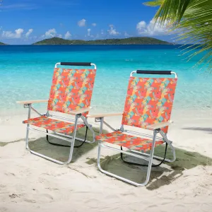 LET'S CAMP High Back Lawn Beach Chair with Insulated Cooler Bag Shoulder Strap, 3-Position Adjustable Folding Chairs for Outdoor Camping Garden Concert Festival Sand Picnic BBQ, Set of 2, Camo