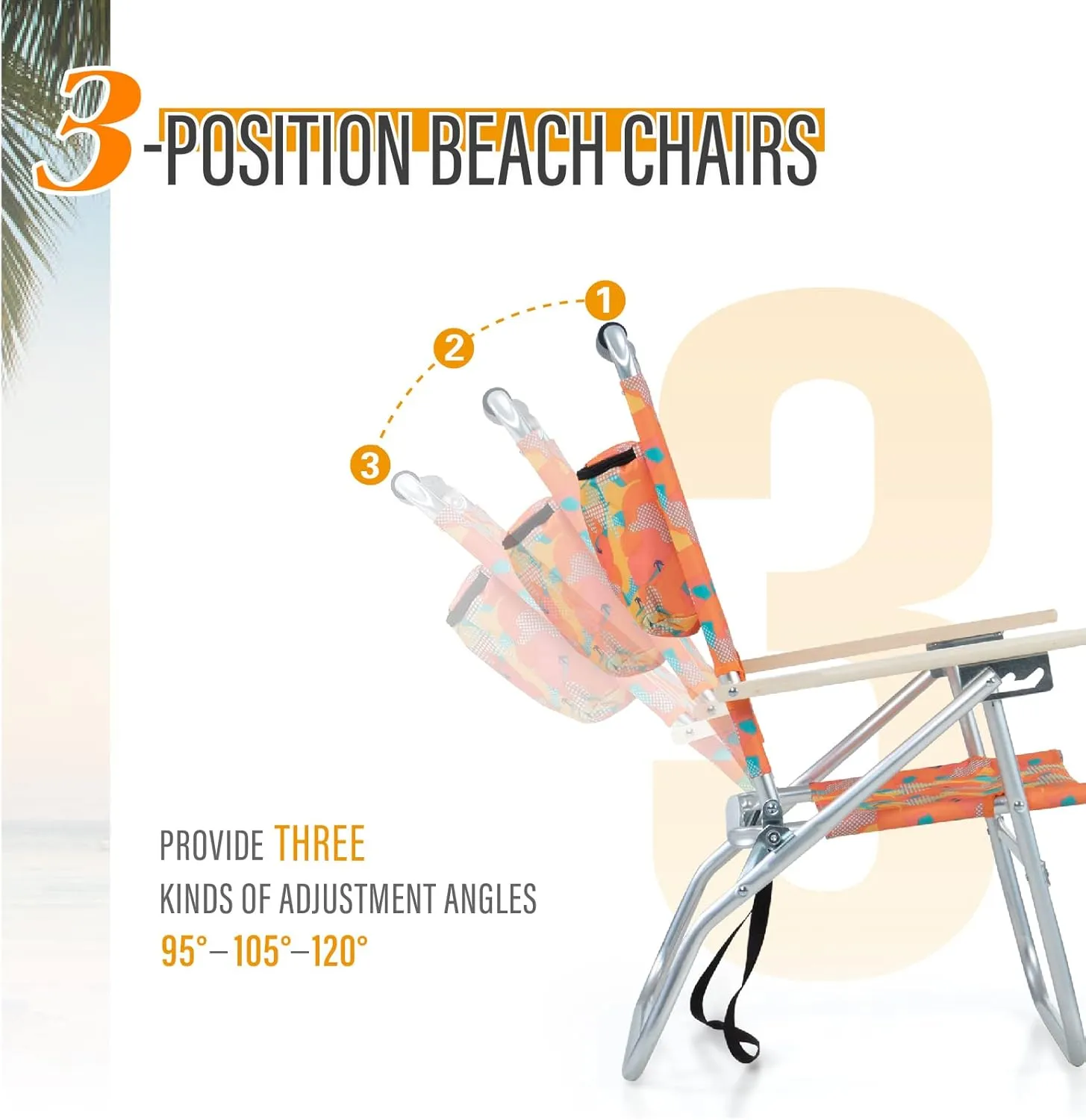 LET'S CAMP High Back Lawn Beach Chair with Insulated Cooler Bag Shoulder Strap, 3-Position Adjustable Folding Chairs for Outdoor Camping Garden Concert Festival Sand Picnic BBQ, Set of 2, Camo