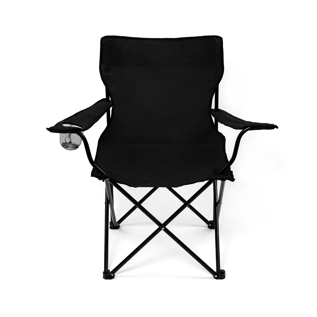 Levede Camping Chairs Folding Arm Foldable Black-QLD_Metro