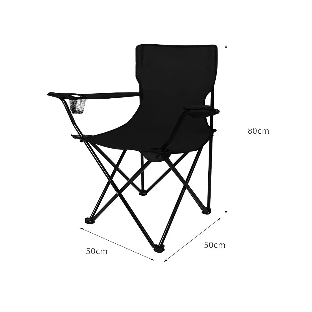 Levede Camping Chairs Folding Arm Foldable Black-QLD_Metro