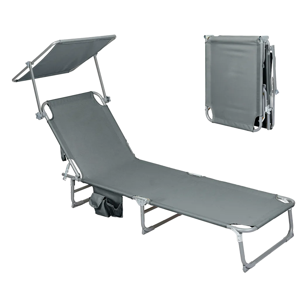 Levede Foldable Lounge Chairs with Canopy Grey-VIC_Metro