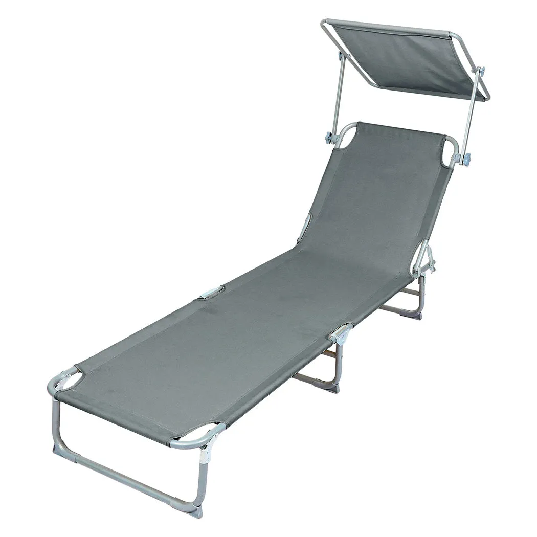 Levede Foldable Lounge Chairs with Canopy Grey-VIC_Metro