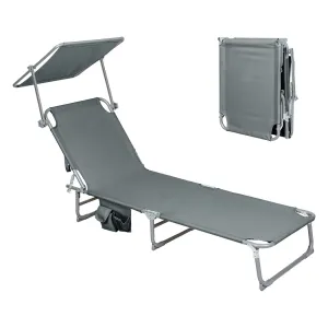 Levede Foldable Lounge Chairs with Canopy Grey-WA_Rural