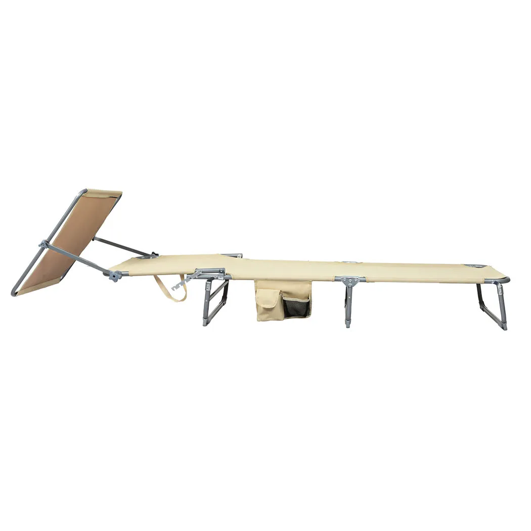 Levede Foldable Lounge Chairs with Canopy Khaki-NT_Metro