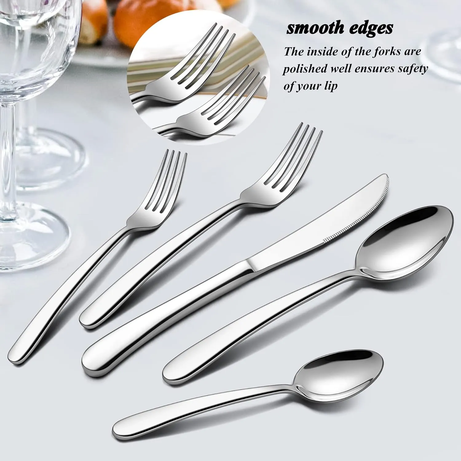 LIANYU 77-Piece Heavy Duty Silverware Set for 12, Plus Serving Utensils and Steak Knives, Stainless Steel Cutlery Flatware Set, Heavy Weight Eating Utensils for Home Wedding, Dishwasher Safe