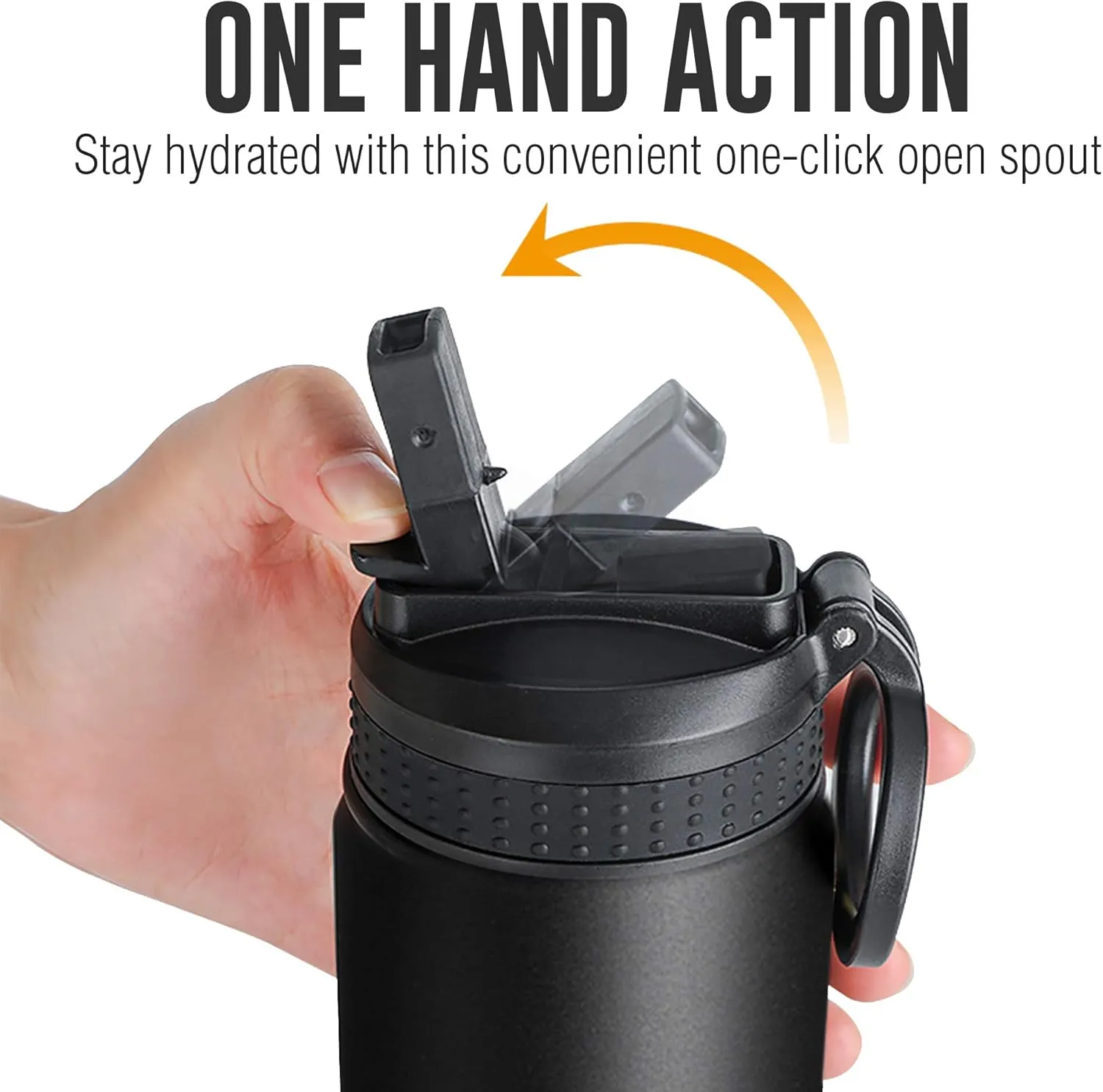 Life's Easy Stainless Steel Insulated Water Bottle - Sports Water Bottle w/Loop Handle Bionic Silicone Straw Lid - Vacuum Flask for Hot and Cold Drinks Great for School, Travel & More (Black, 18 oz)
