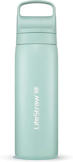 LifeStraw Go Series – Insulated Stainless Steel Water Filter Bottle for Travel and Everyday Use, Removes Bacteria, Parasites and Microplastics, Improves Taste, 18oz Seafoam