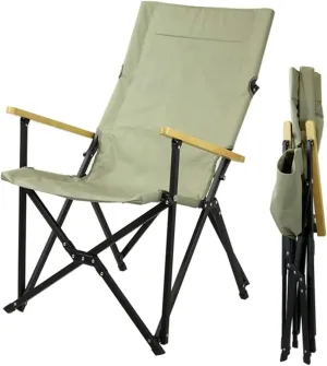 Lightweight Camping Chair Beach Chair Whit Wooden Armrest Outdoor Camping Leisure Seat Folding Aluminum Folding Recliner for Hiking Fishing Outdoor Hiking