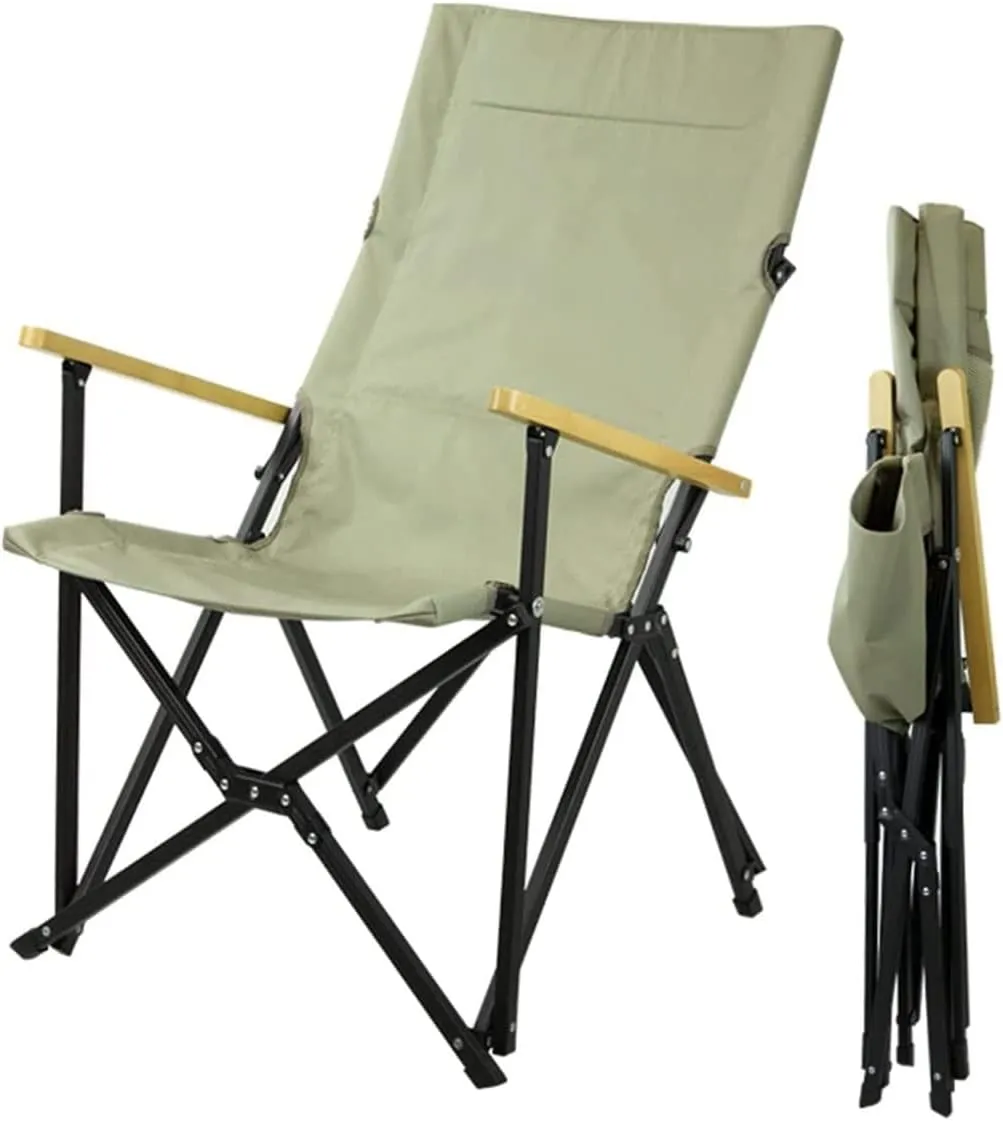 Lightweight Camping Chair Beach Chair Whit Wooden Armrest Outdoor Camping Leisure Seat Folding Aluminum Folding Recliner for Hiking Fishing Outdoor Hiking
