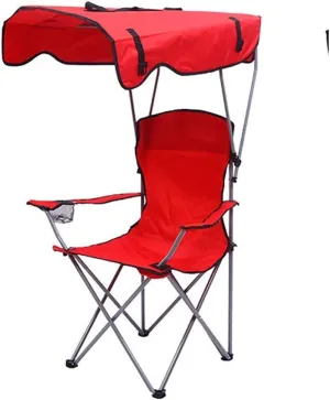 Lightweight Camping Chair Camping Chair With Shade Canopy Chair, Folding Recliner, Adjustable Outdoor Beach Lightweight Sunshade Folding Chairs Outdoor Hiking ( Color : Red , Size : 50*50*90cm )