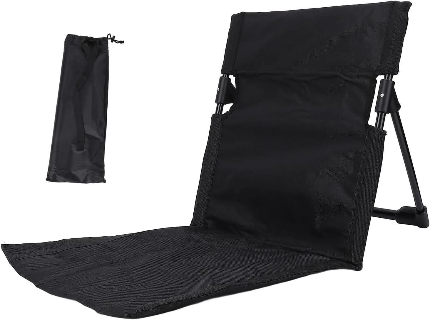 Lightweight, Comfortable Camping Folding Chair with Backrest for Outdoor, Fishing, Lounging on The Beach, Ideal Portable Lazy Floor Chair with Back Support (Black)