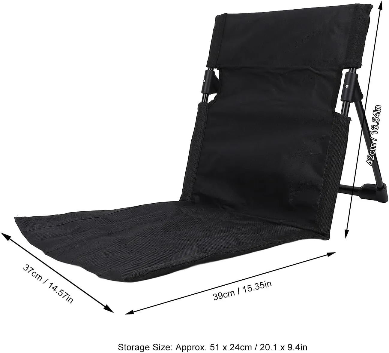Lightweight, Comfortable Camping Folding Chair with Backrest for Outdoor, Fishing, Lounging on The Beach, Ideal Portable Lazy Floor Chair with Back Support (Black)