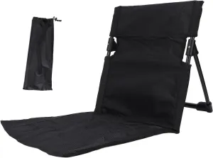 Lightweight, Comfortable Camping Folding Chair with Backrest for Outdoor, Fishing, Lounging on The Beach, Ideal Portable Lazy Floor Chair with Back Support (Black)