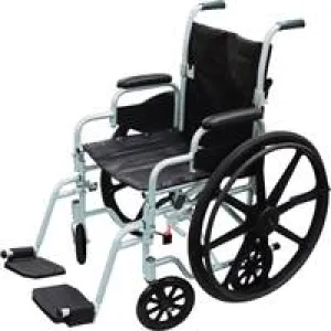 Lightweight Transport Chair, Poly-Fly, Aluminum Frame with Silver Finish 250 lbs. Weight Capacity Fixed Height / Padded Arm Black, TR18