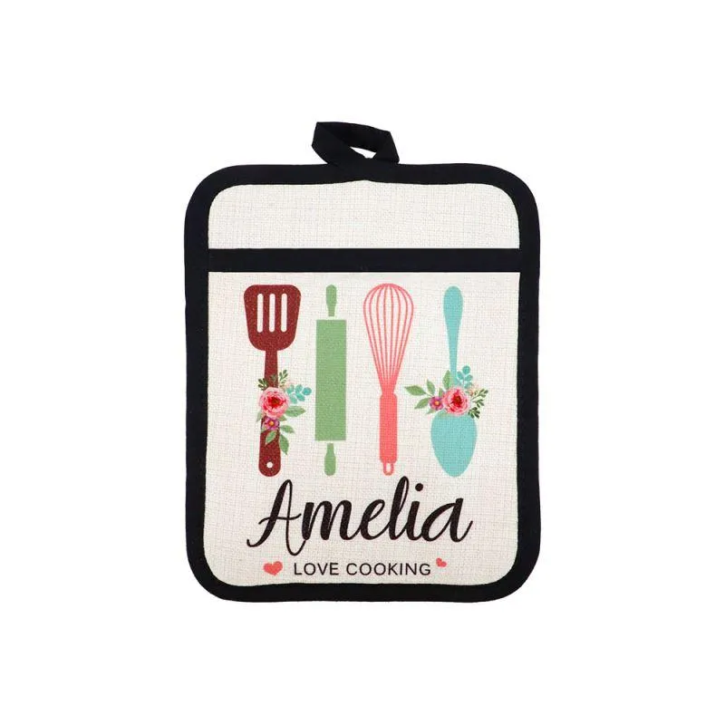 Linen Pot Holder With Rubber Back