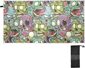 linqin Quick Dry Beach Towel Large 30" x 60", Colorful Yelling Zombie Packable Beach Towel Super Absorbent Bath Towels Sand-Free Camping Towels Gym Towels for Men