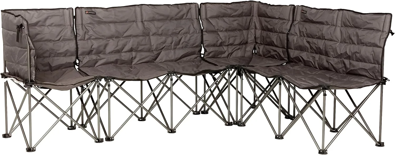 Lippert Campfire Folding Sectional Couch - Dark Grey, High-Loft, Foldable Sofa, Customizable, Expandable Size, Power Coated Steel Frame, Durable 600D Outdoor Polyester Fabric, 2022120590