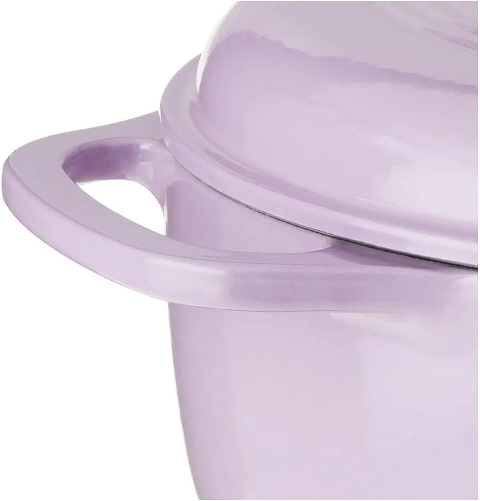Lodge 3 Quart Enameled Cast Iron Dutch Oven with Lid – Dual Handles – Oven Safe up to 500° F or on Stovetop - Use to Marinate, Cook, Bake, Refrigerate and Serve – Lilac