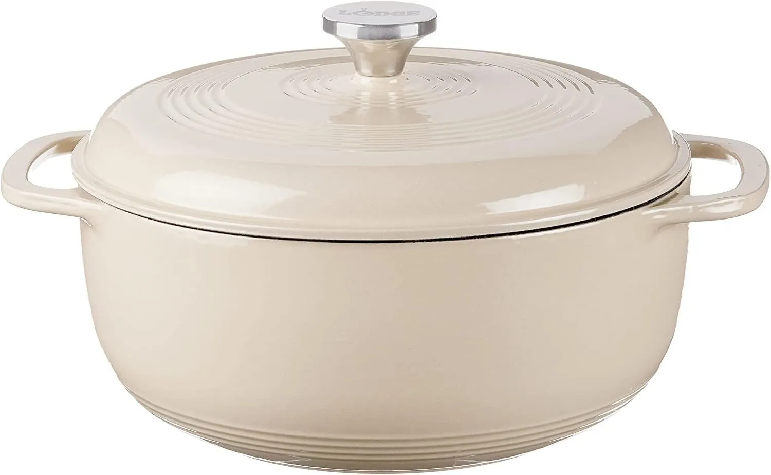 Lodge 3 Quart Enameled Cast Iron Dutch Oven with Lid – Dual Handles – Oven Safe up to 500° F or on Stovetop - Use to Marinate, Cook, Bake, Refrigerate and Serve – Sandalwood