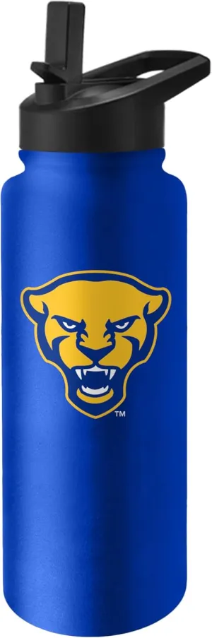 Logo Brands NCAA Pittsburgh Panthers 34oz Gameday Quencher Bottle - Double-Wall Insulated, Stainless Steel, No-Spill Lid, Easy Carry Handle