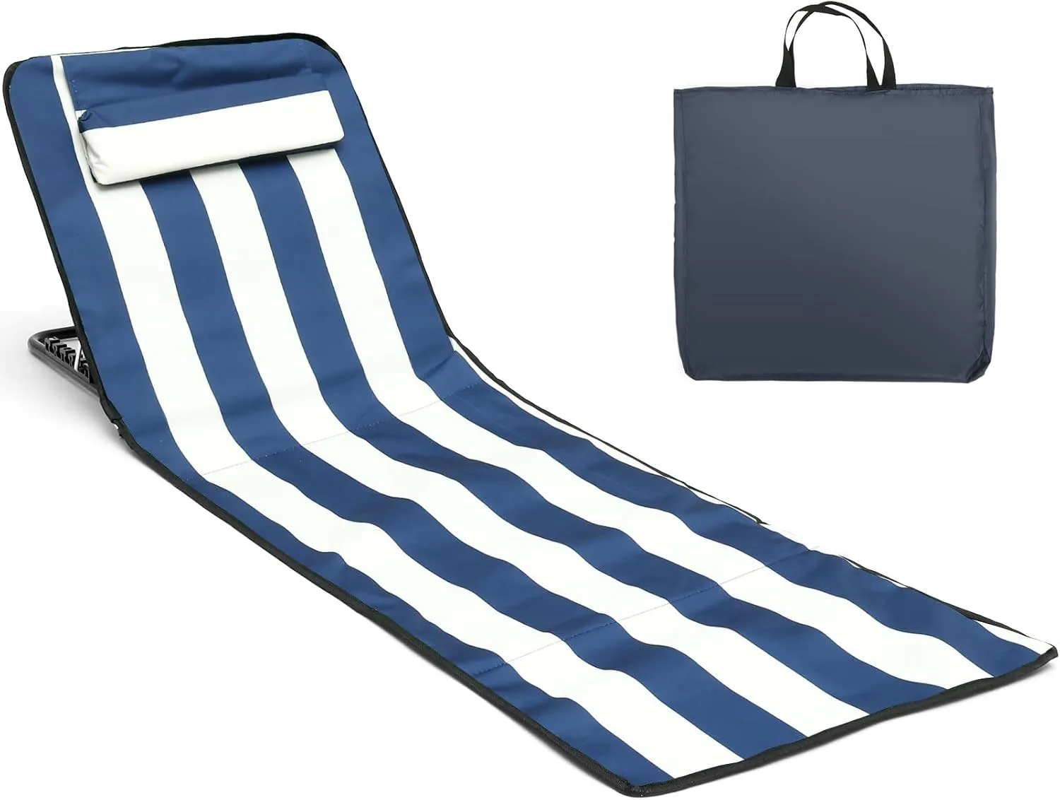 Lounge Chair, Sunbathing Recliner with 5 Position Adjustable, Oxford Cloth Folding Tanning Chair, Portable Patio Chaise, Lightweight Beach Mat for Beach Sunbathing Pool Camping Lawn (Stripe)