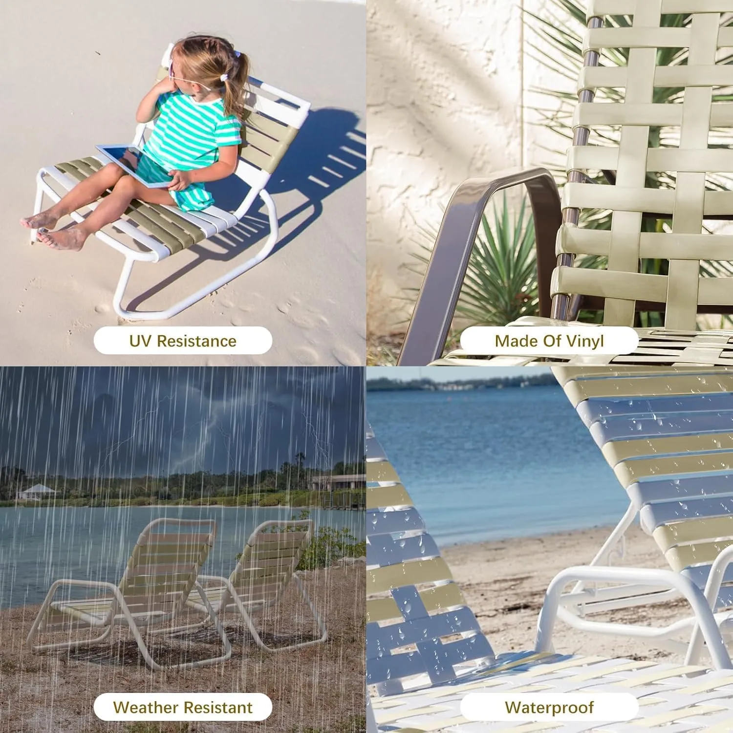 LukLoy 2" Wide 20ft Long Vinyl Straps for Patio Chairs Repair DIY   20 Rivets, Replacement Straps for Lawn Chairs Patio Garden Balcony Outdoor Lounge Dining Furniture Repair, Driftwood