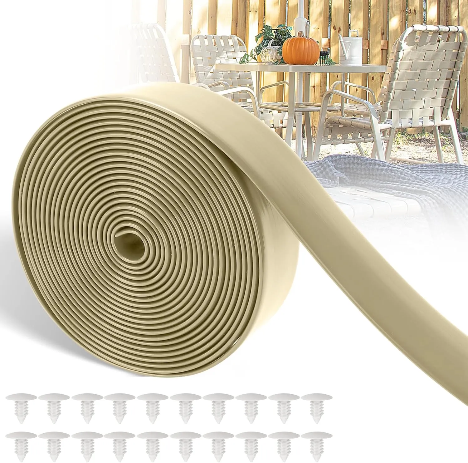 LukLoy 2" Wide 20ft Long Vinyl Straps for Patio Chairs Repair DIY   20 Rivets, Replacement Straps for Lawn Chairs Patio Garden Balcony Outdoor Lounge Dining Furniture Repair, Driftwood