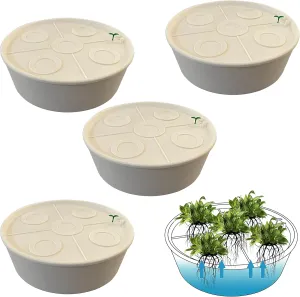 LYLEE Self Watering System for Potted Plants- 4 Pack White Round Automatic Water Suction with Humidity Sensor - Flower Pot Great for House,Office,Garden and Yard