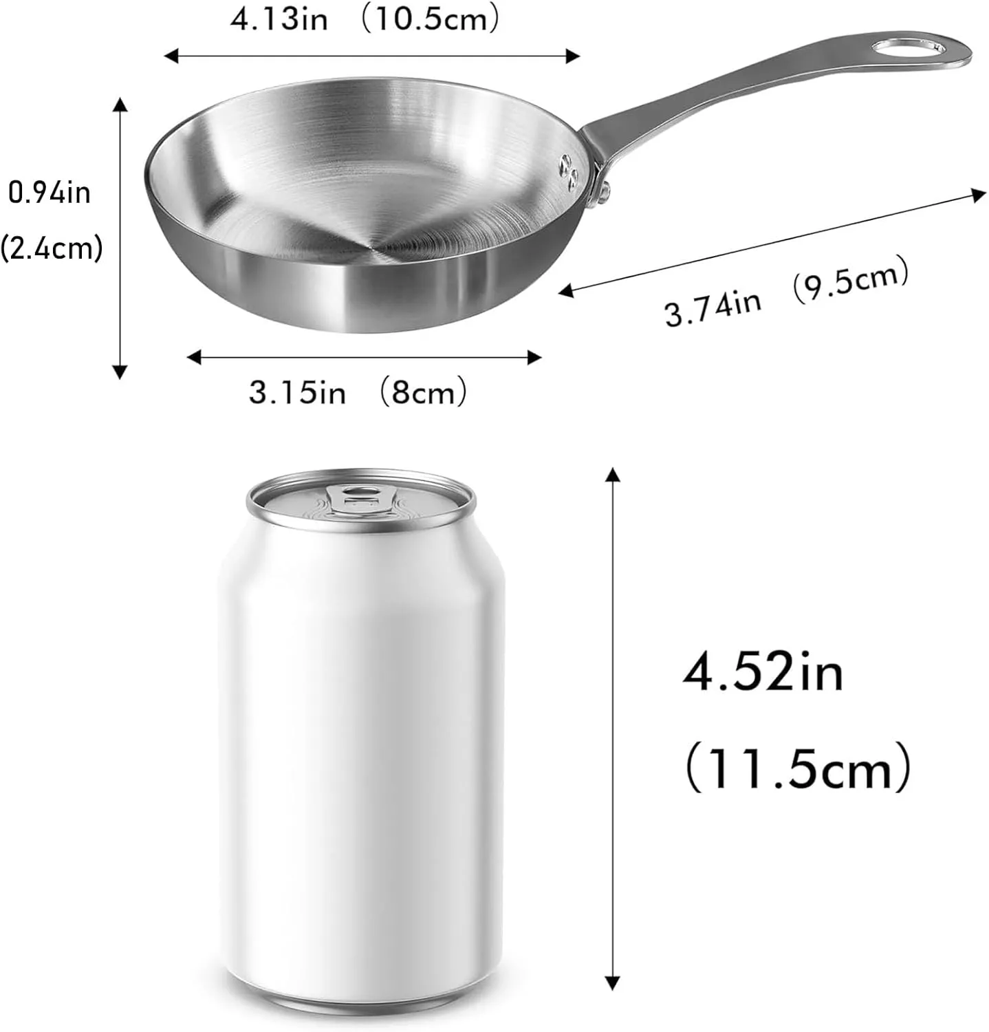 Macevia Mini Sauce Pan,18/10 Stainless Steel Butter Warmer Small Pot Cooking with Handle, Multipurpose Use for Home Kitchen or Restaurant (0.12 Quart/4 Inch) - Silver