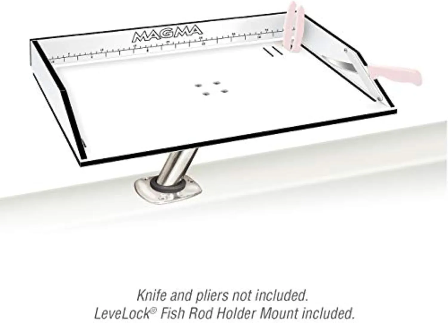Magma's 21" Inch Fishing Fillet Table - Bait/Fillet Mate with LeveLock Mount, Rod Holder - HDPE, UV-Stabilized - Knife Holster, Plier Storage - USA Made, Corrosion Resistant - Boat Dock Accessories