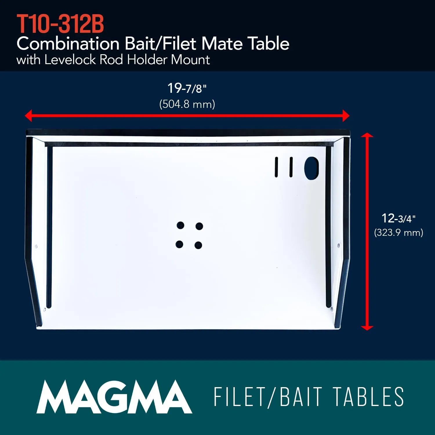 Magma's 21" Inch Fishing Fillet Table - Bait/Fillet Mate with LeveLock Mount, Rod Holder - HDPE, UV-Stabilized - Knife Holster, Plier Storage - USA Made, Corrosion Resistant - Boat Dock Accessories
