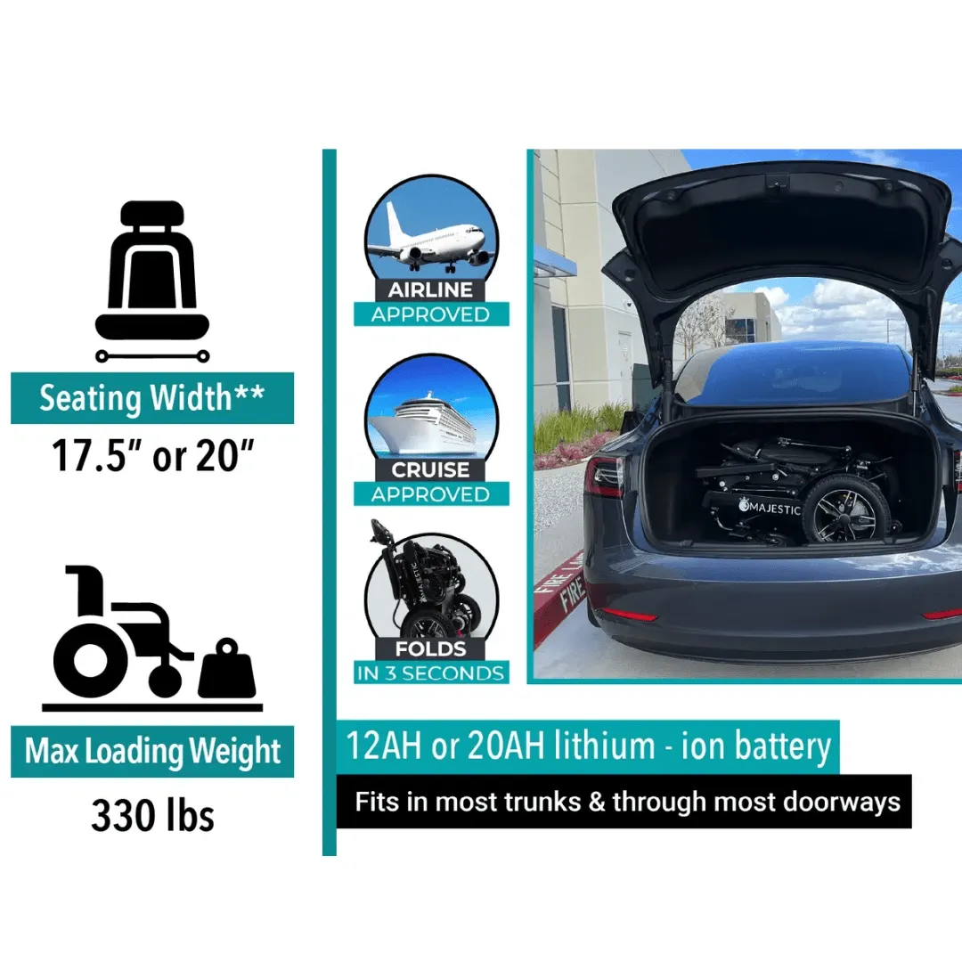 MAJESTIC IQ-8000 Remote Controlled Lightweight Electric Wheelchair