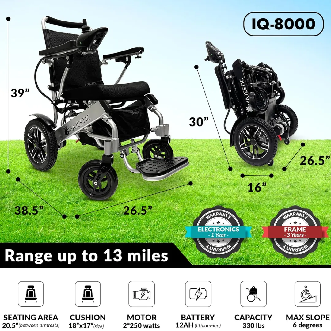 MAJESTIC IQ-8000 Remote Controlled Lightweight Electric Wheelchair