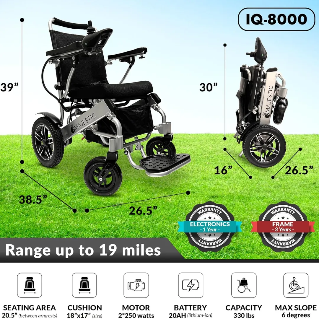 MAJESTIC IQ-8000 Remote Controlled Lightweight Electric Wheelchair