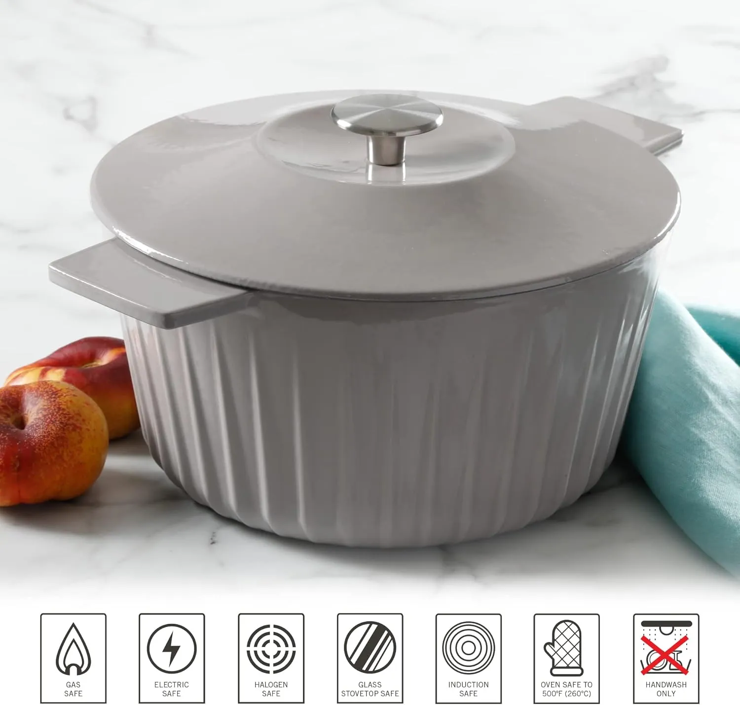 Martha Stewart Eastholm 3-Quart Enameled Cast Iron Dutch Oven - Grey